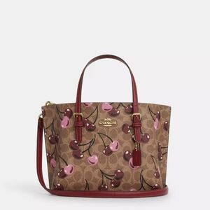 Coach Mollie 25 Cherry Print Brown and Red Tote Bag
